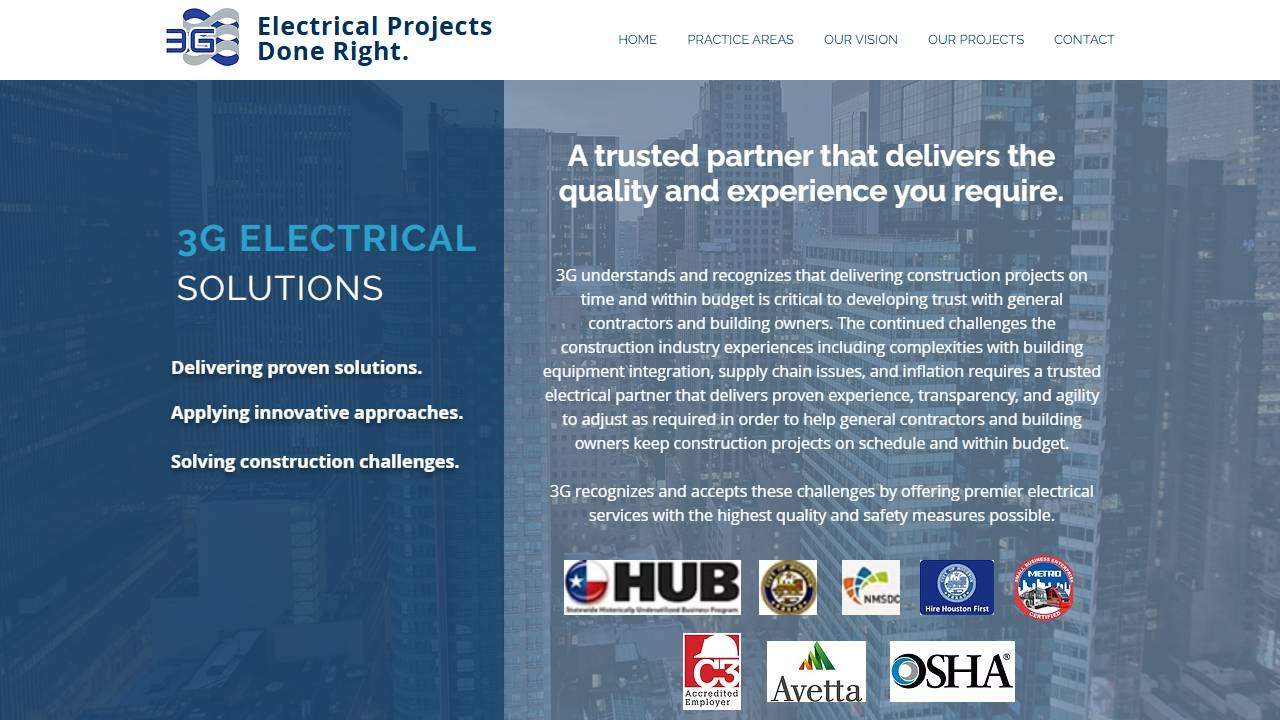 Screenshot of 3 G Controls Inc. website