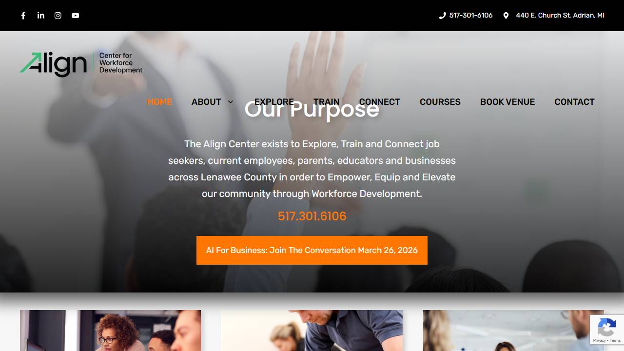 Screenshot of Align Center website