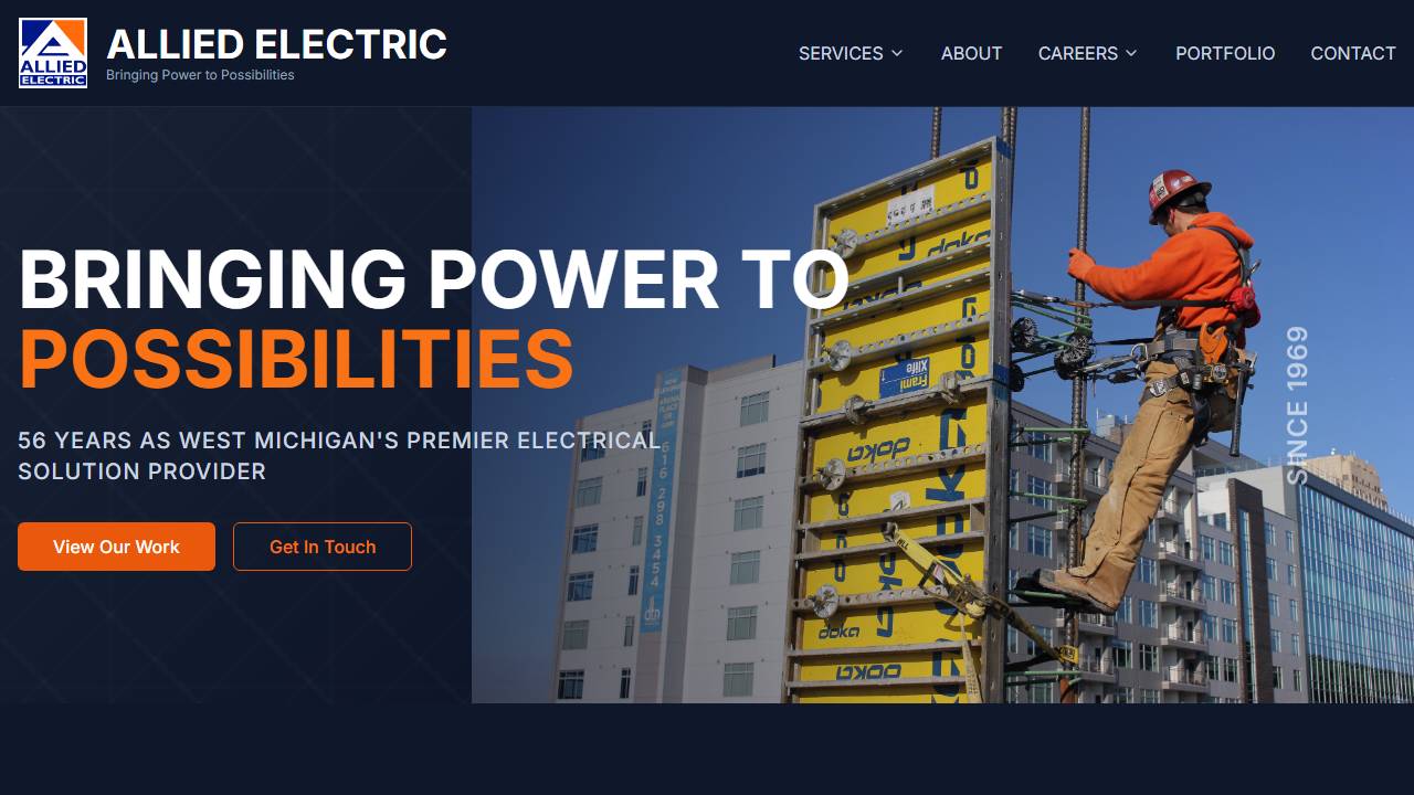 Screenshot of Allied Electric Inc. website
