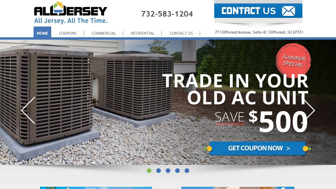Screenshot of All Jersey Mechanical & Construction website
