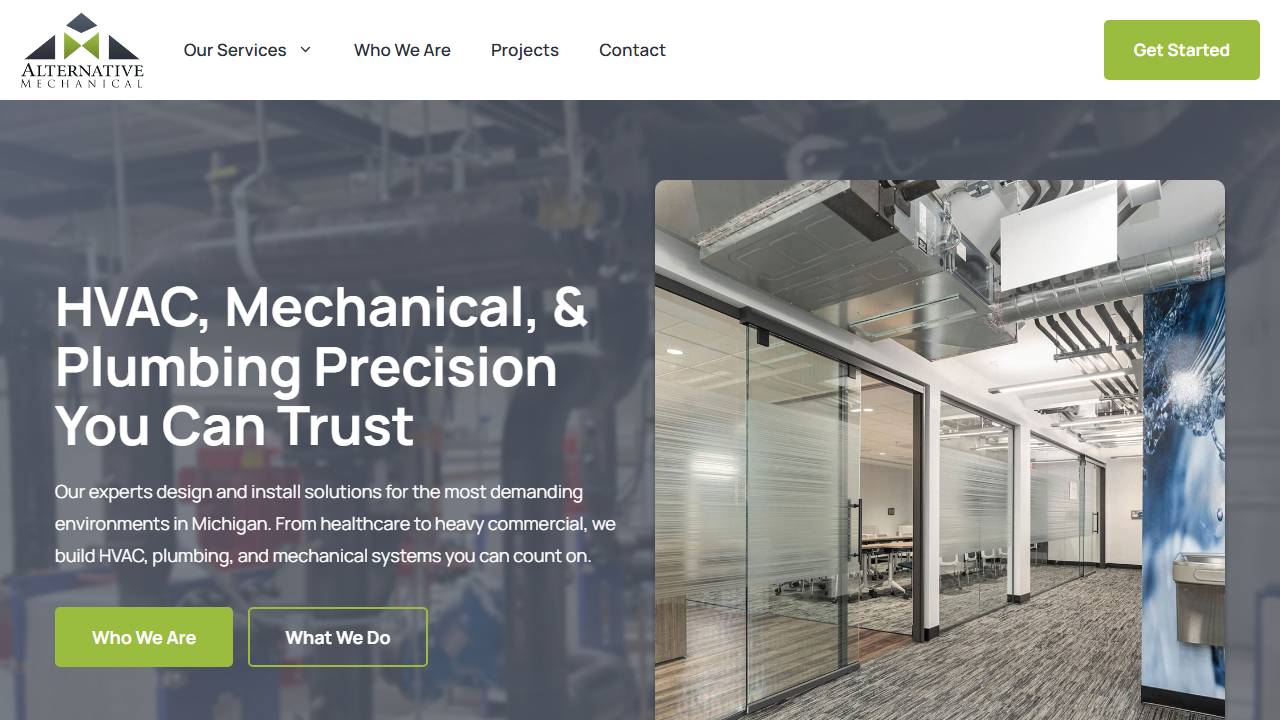 Screenshot of Alternative Mechanical, LLC website