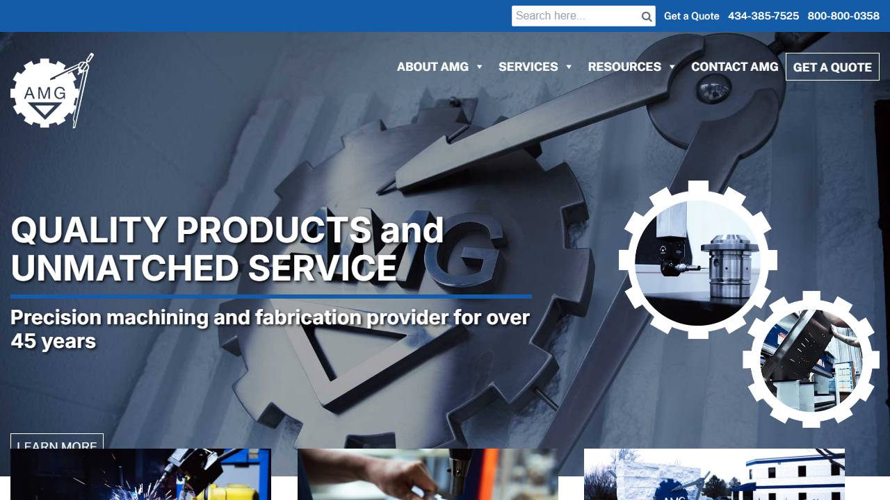 Screenshot of Amg, Inc. website