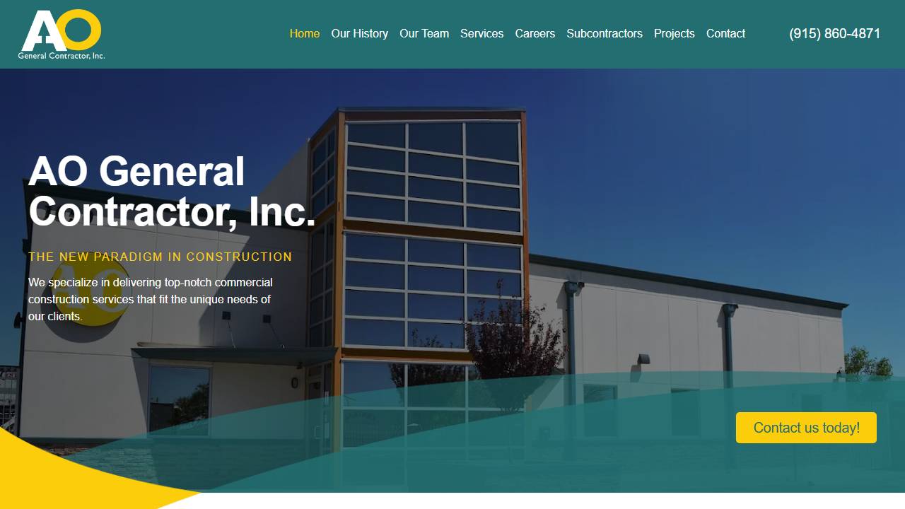 Screenshot of Ao General Contractors website