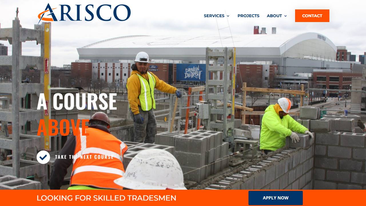 Screenshot of Arisco Contracting Group, Inc. website