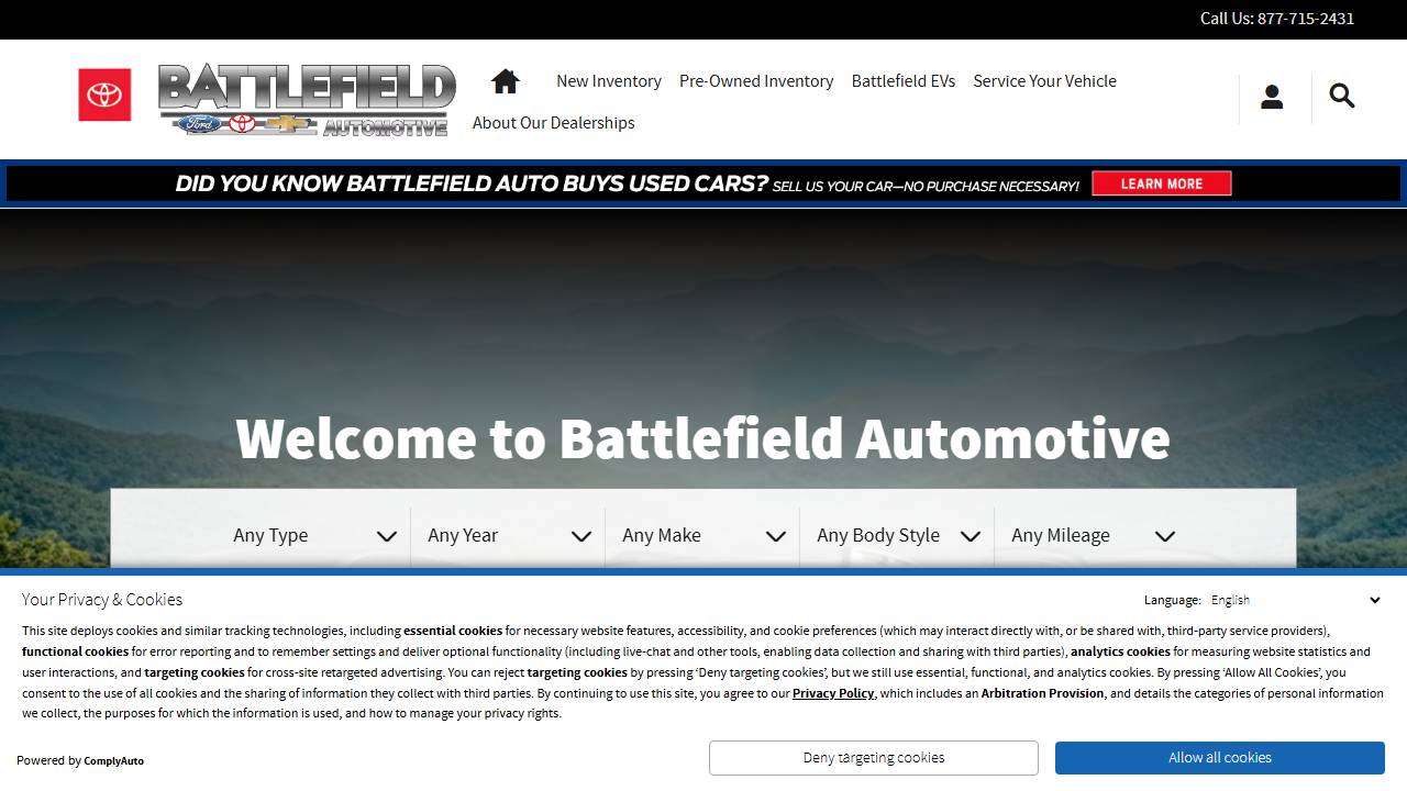 Screenshot of Battlefield Ford - Culpeper website
