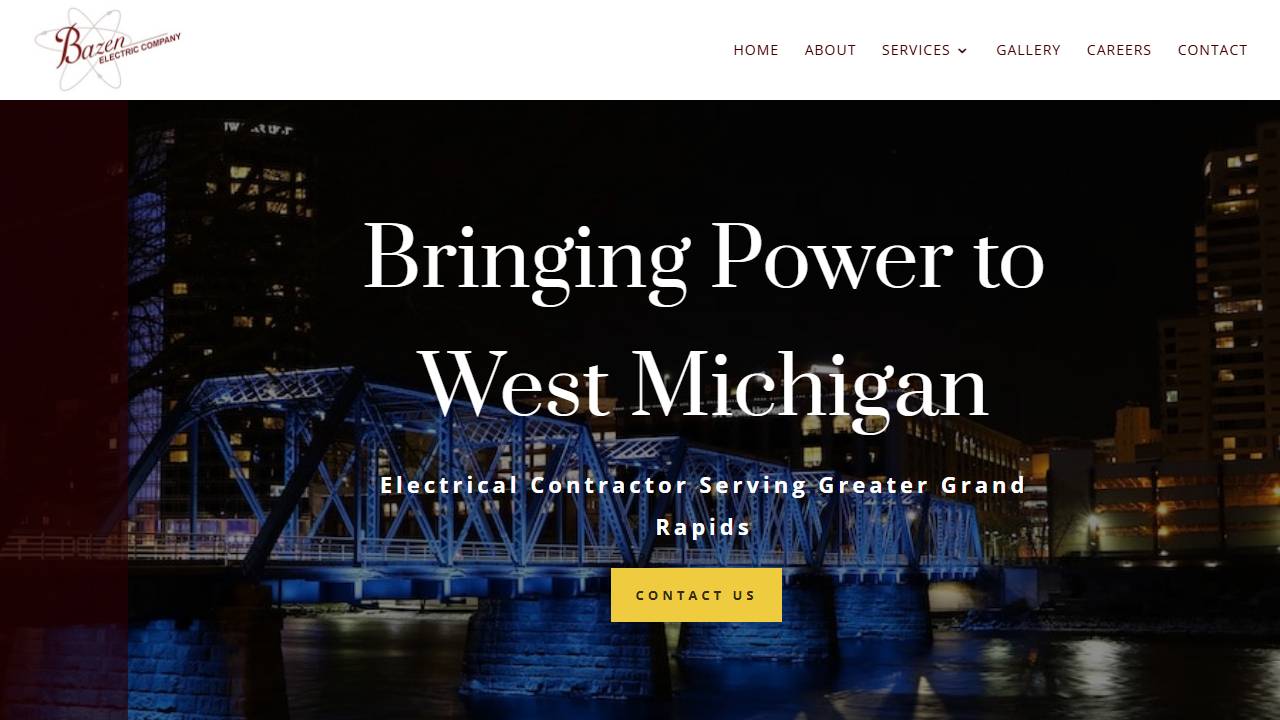 Screenshot of Bazen Electric Company website