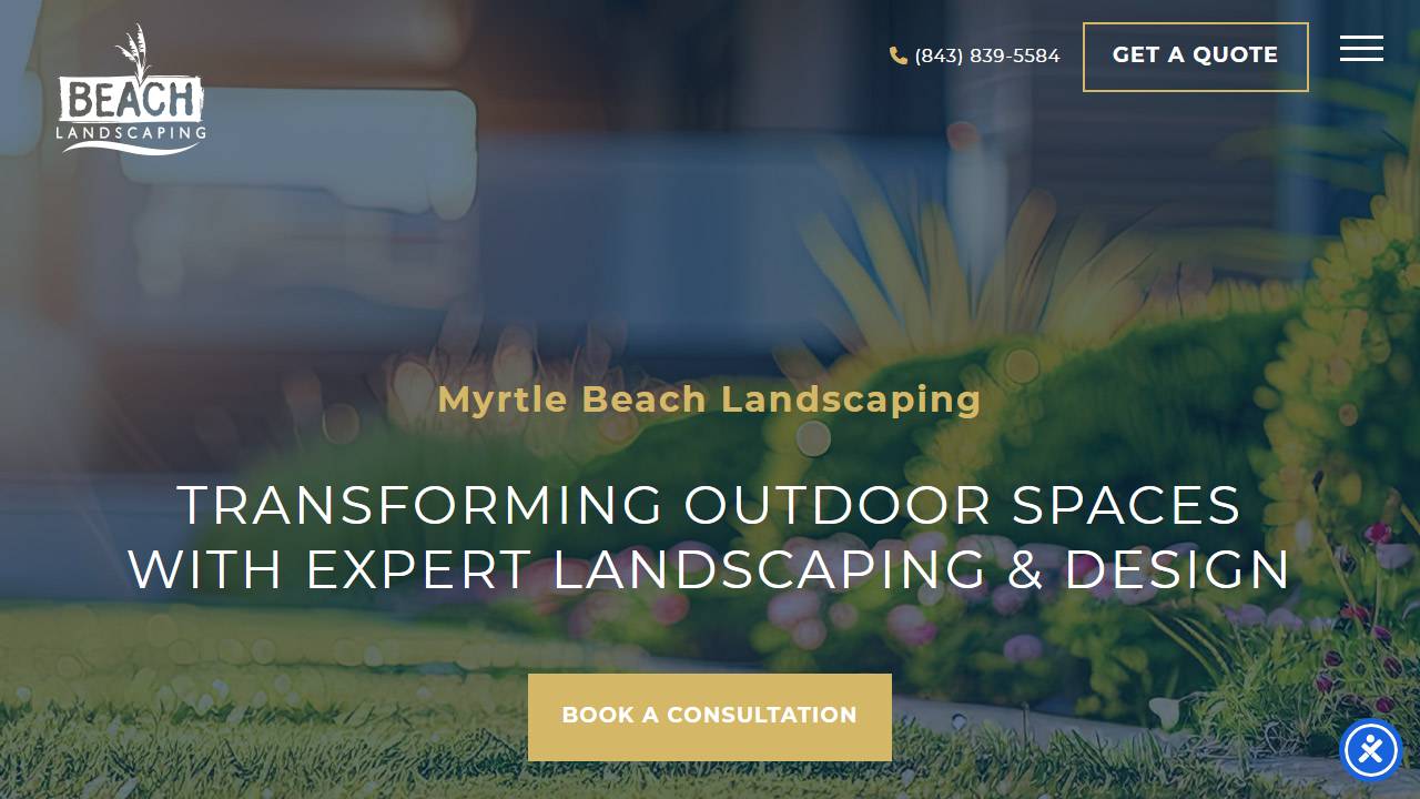 Screenshot of Beach Landscaping, Inc. website