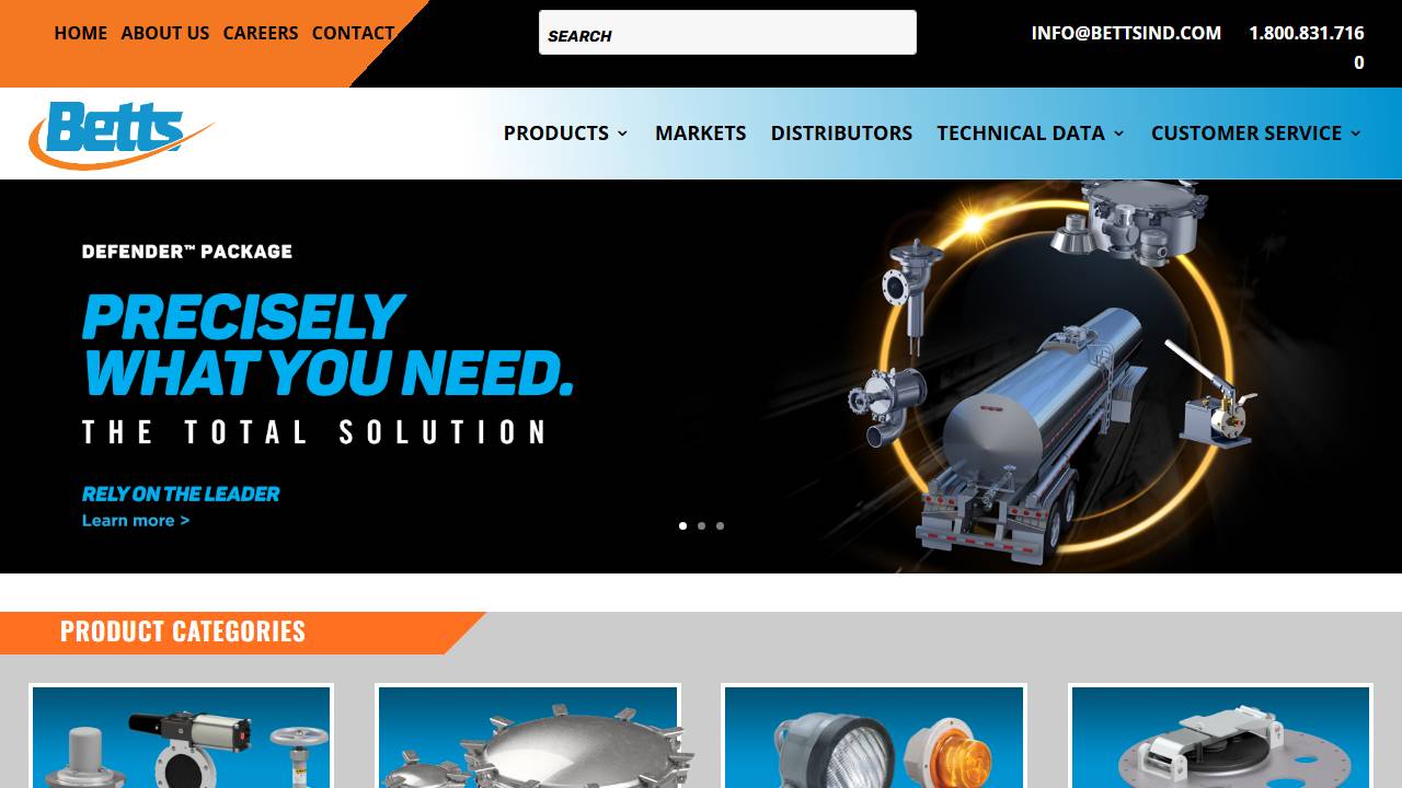 Screenshot of Betts Ind., Inc. website