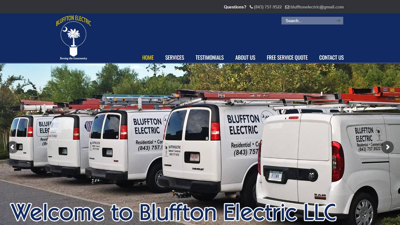 Screenshot of Bluffton Electric, LLC website