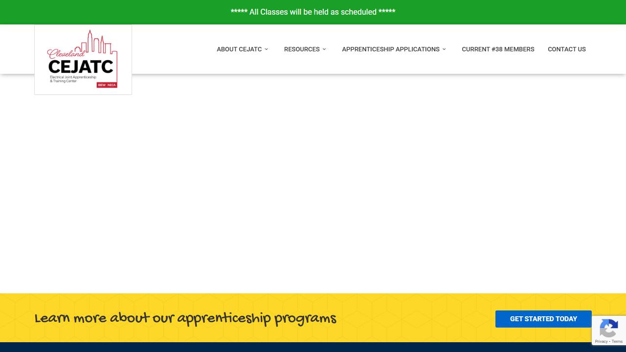 Screenshot of Electricians JATC, Cleveland website