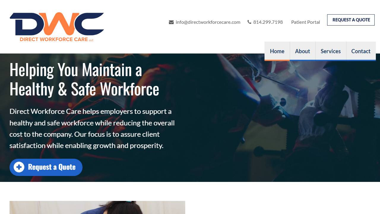 Screenshot of Direct Workforce Care LLC website