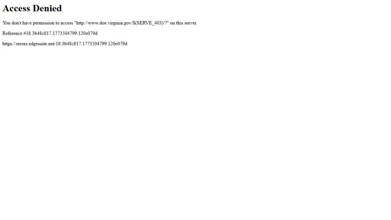 Screenshot of Virginia Department of Education website