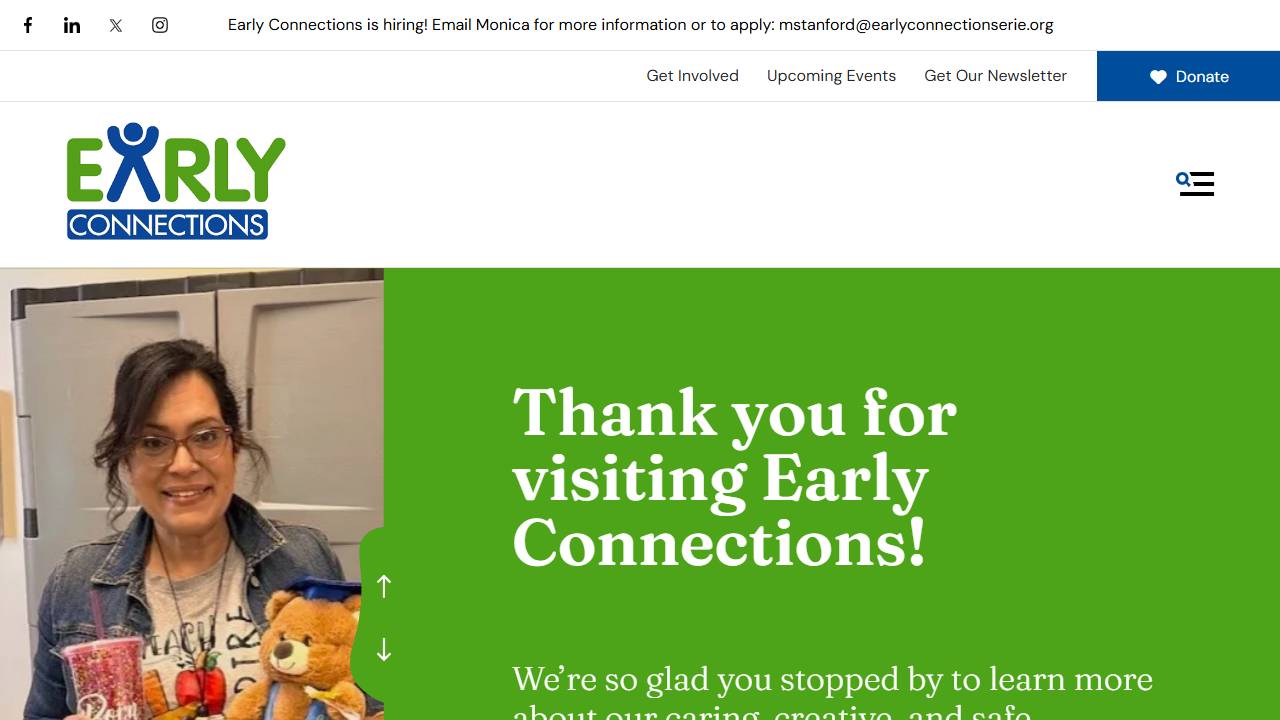 Screenshot of Early Connections Inc. website
