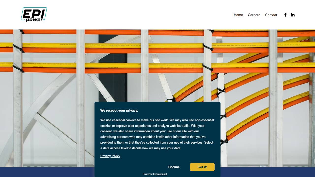 Screenshot of Epi Power, LLC (ABC) website