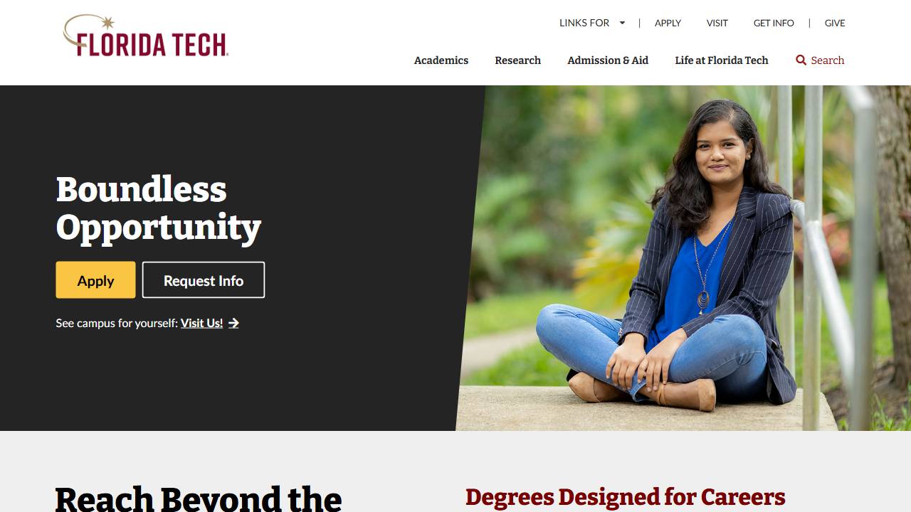 Screenshot of Florida Institute of Technology website