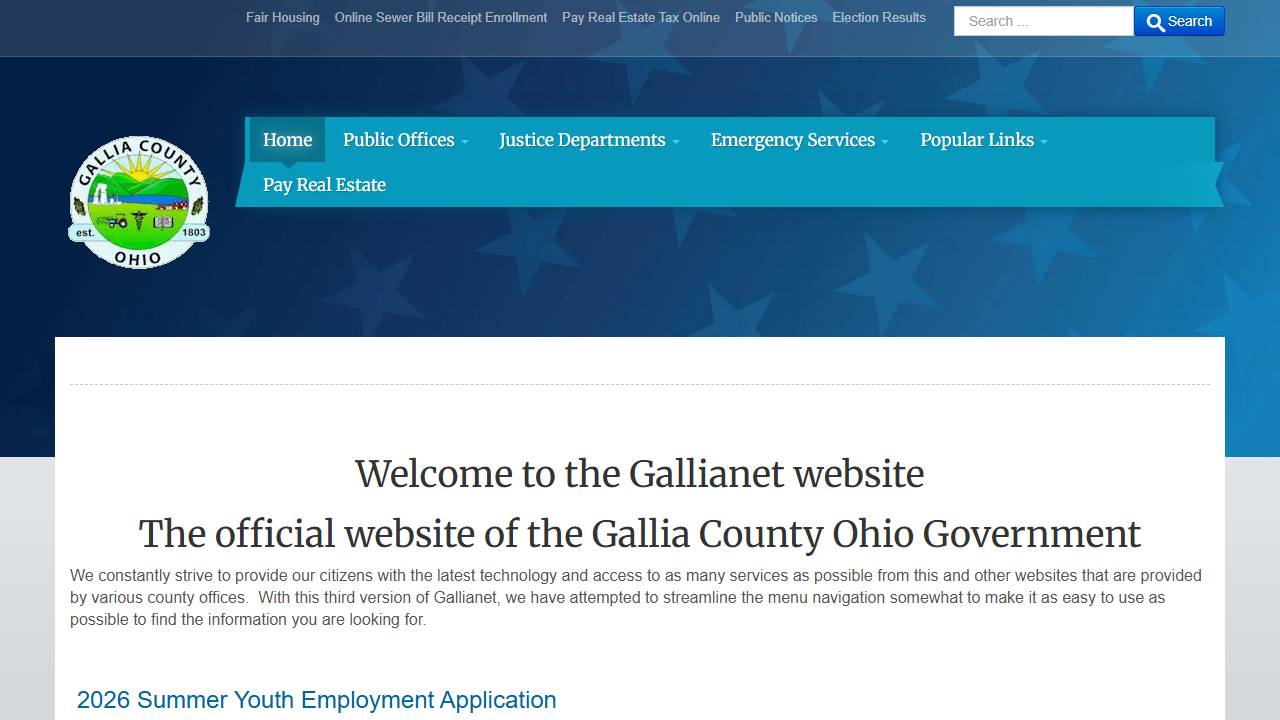 Screenshot of OhioMeansJobs Gallia County website