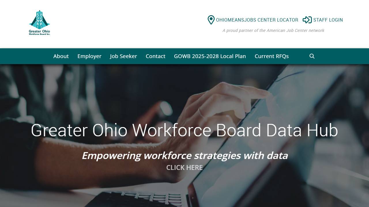 Screenshot of Area 7 Workforce Development Board website