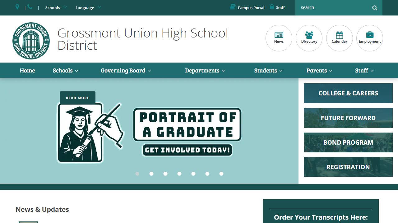 Screenshot of Steele Canyon Adult School / Grossmont Adult School website