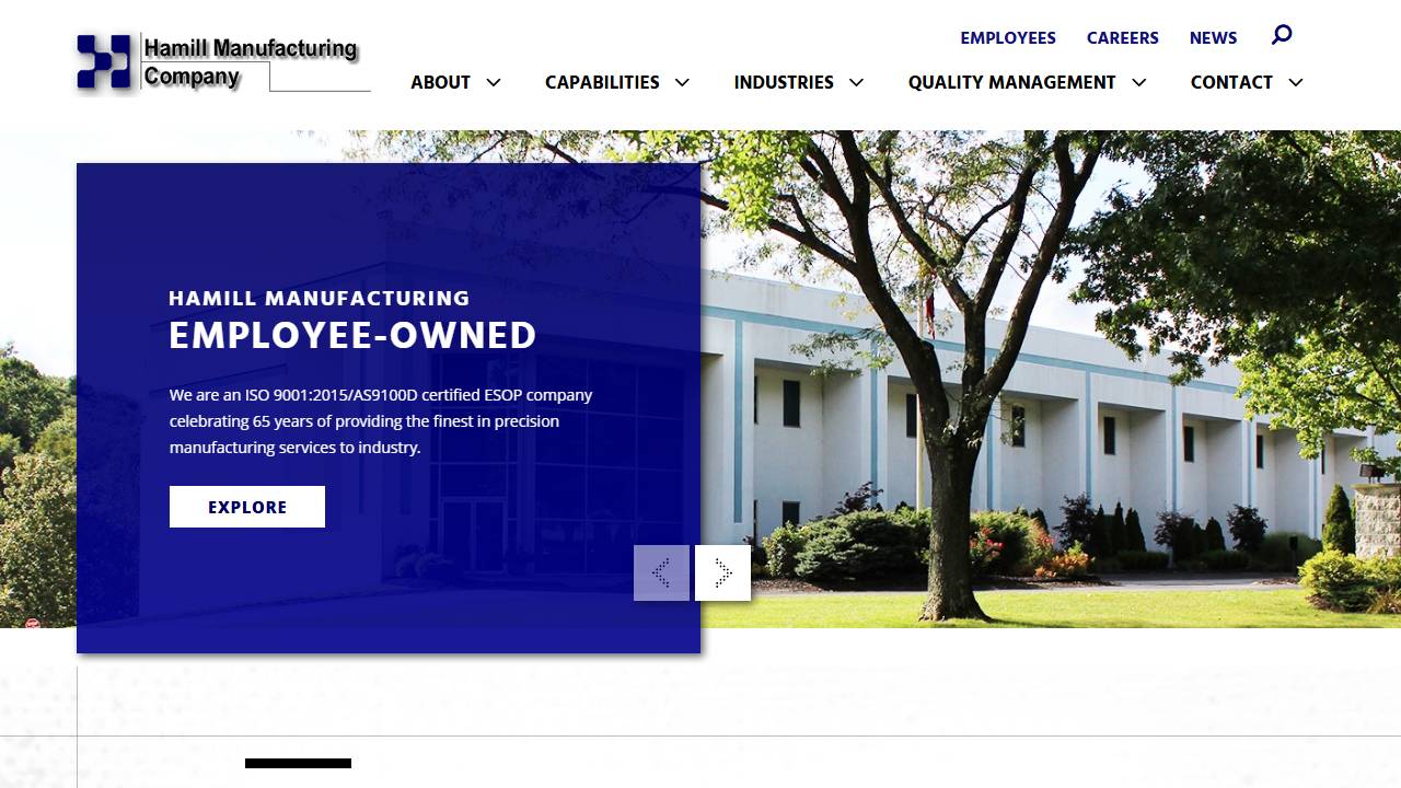 Screenshot of Hamill Manufacturing Company website