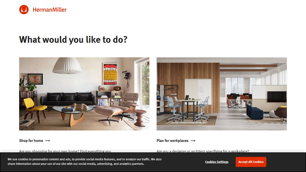 Screenshot of Miller Knoll Inc. (Zeeland) website