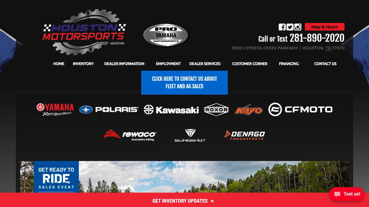 Screenshot of Houston Motorsports website