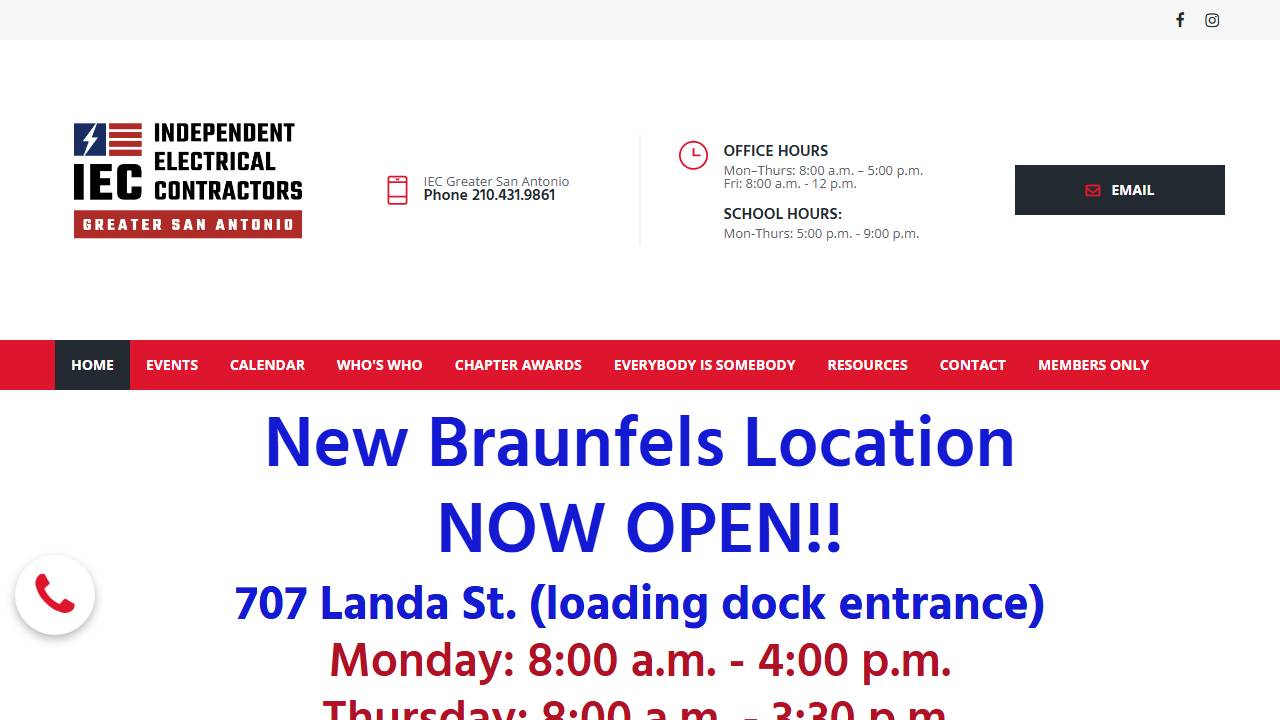 Screenshot of San Antonio Chapter IEC website