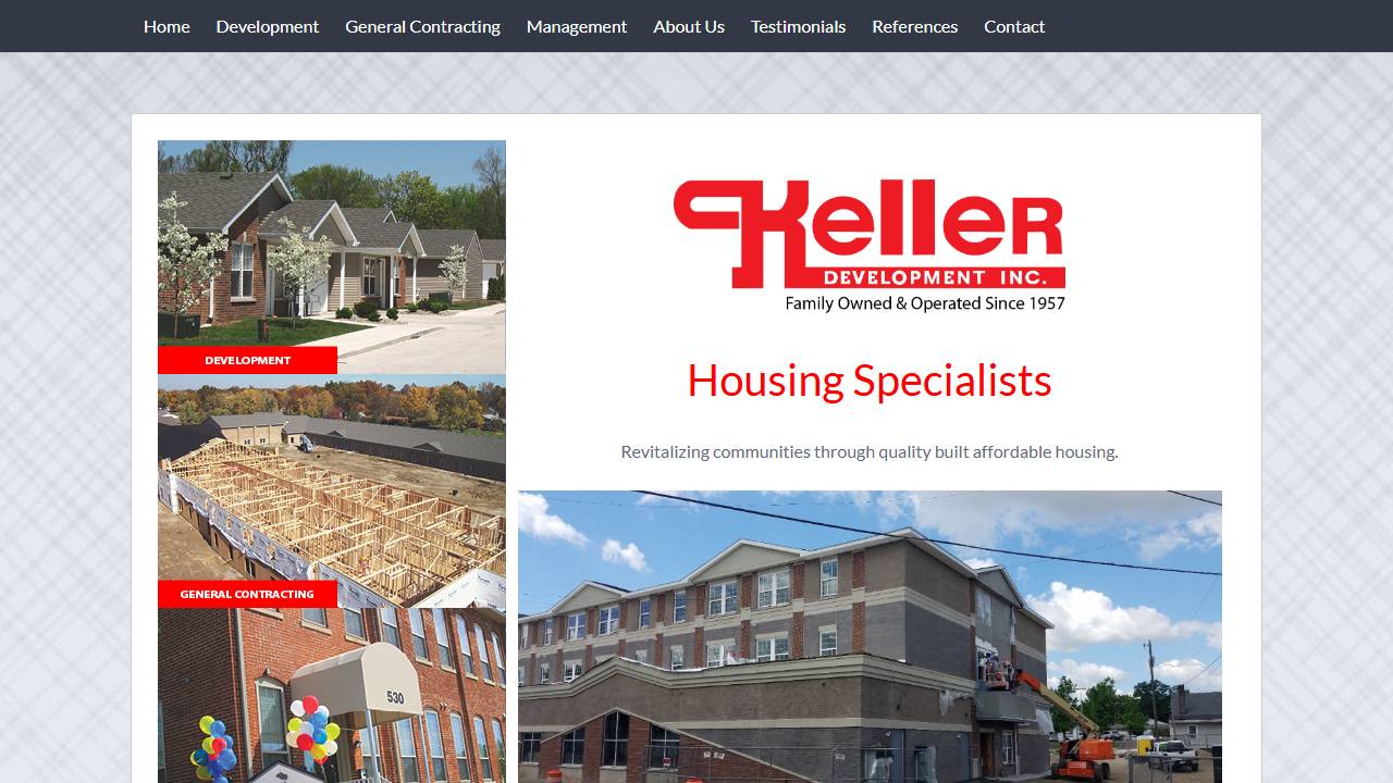 Screenshot of Keller Development, Inc. website