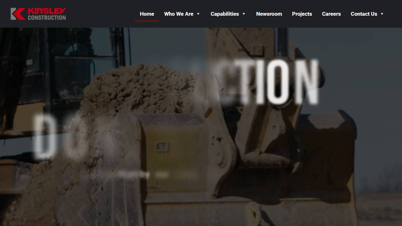 Screenshot of Kinsley Construction Inc website