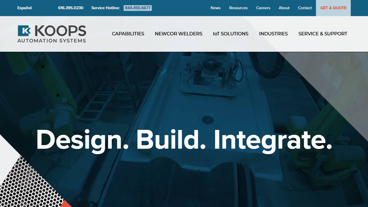 Screenshot of Koops, Inc. website