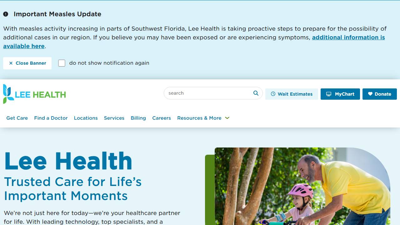 Screenshot of Lee Health Apprenticeship Program (INJ) website