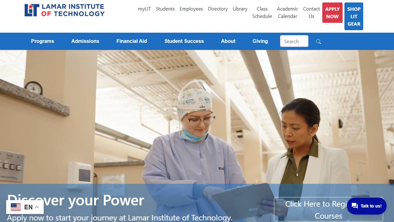Screenshot of Lamar Institute of Technology website