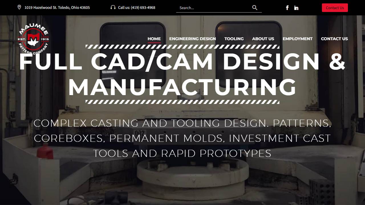 Screenshot of Maumee Pattern & Mfg. website