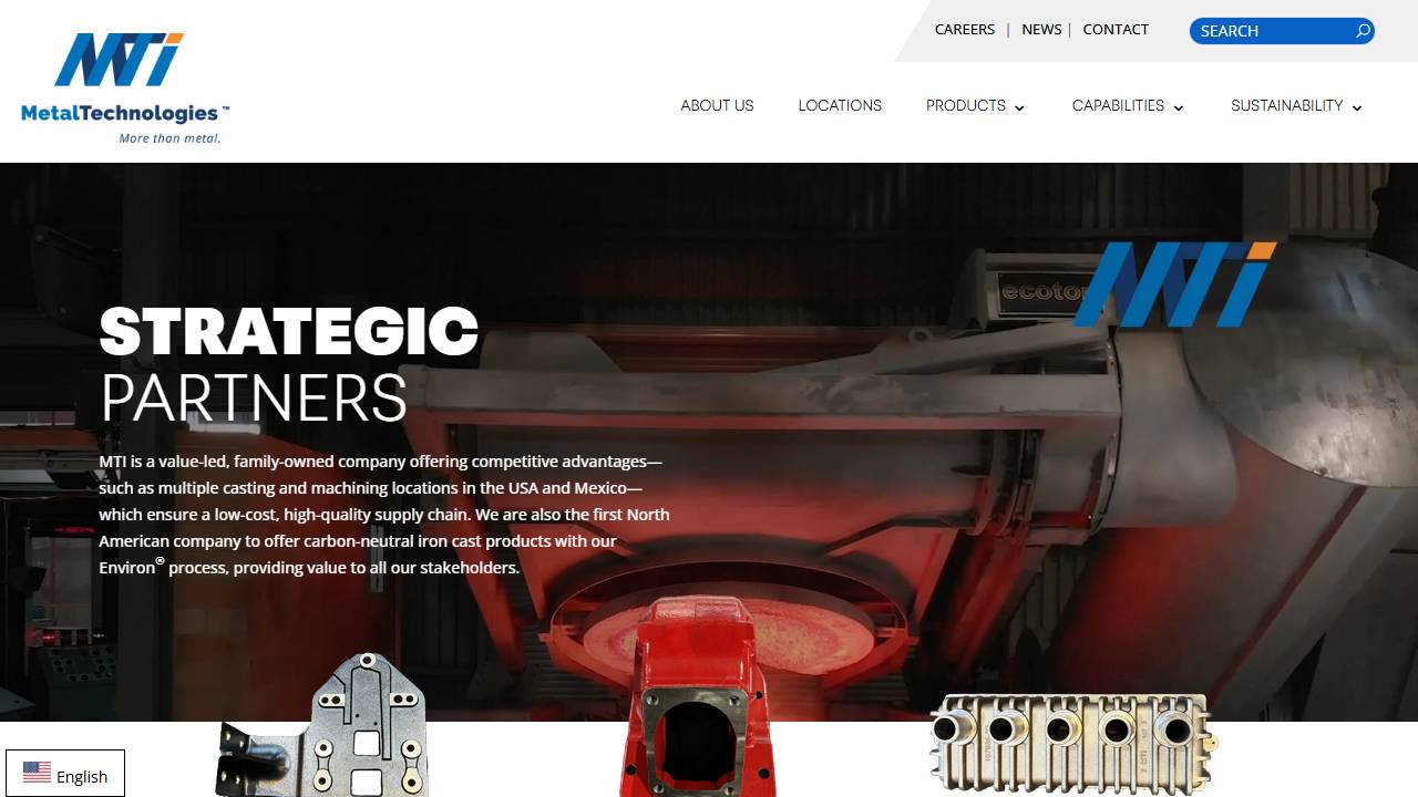 Screenshot of Metal Technologies - Auburn, LLC website