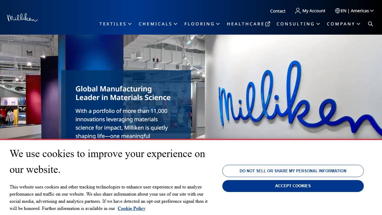 Screenshot of Milliken & Company website