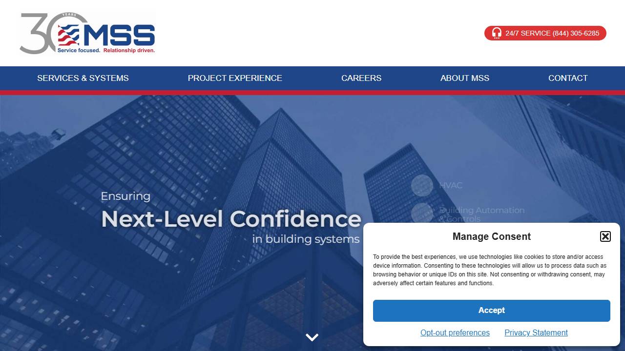 Screenshot of MSS Solution website