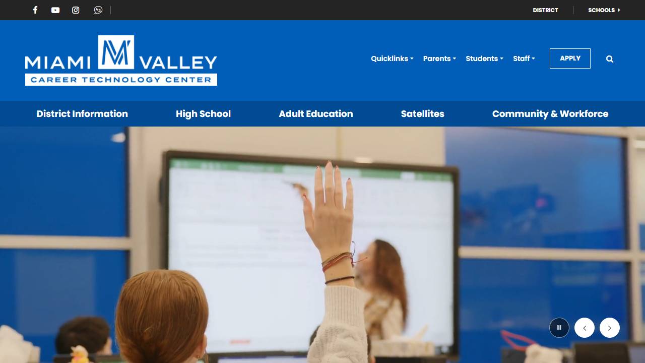 Screenshot of Miami Valley Ctc website