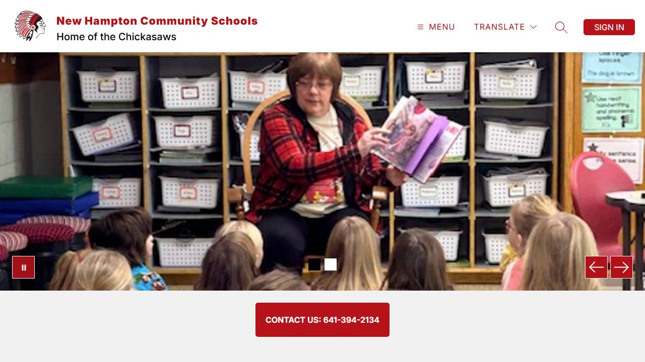 Screenshot of New Hampton Community Schools website