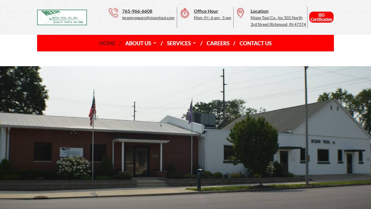Screenshot of Nixon Tool Co., Inc. website