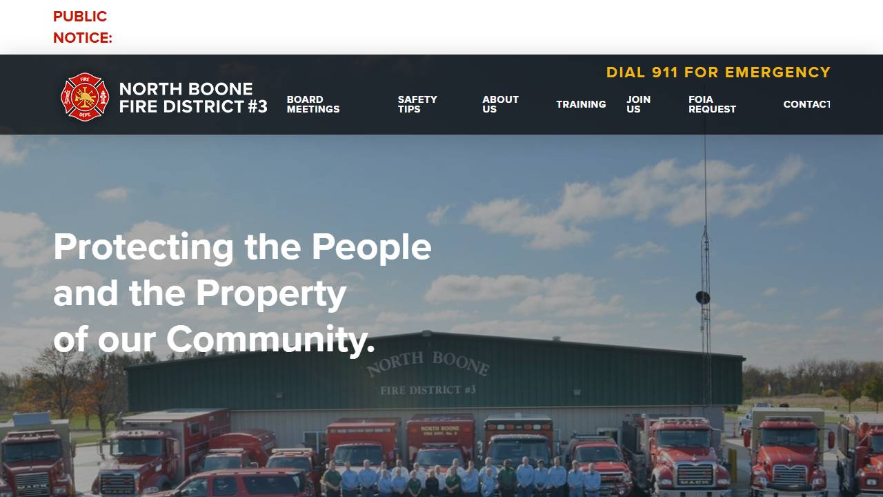 Screenshot of North Boone Fire District 3 website