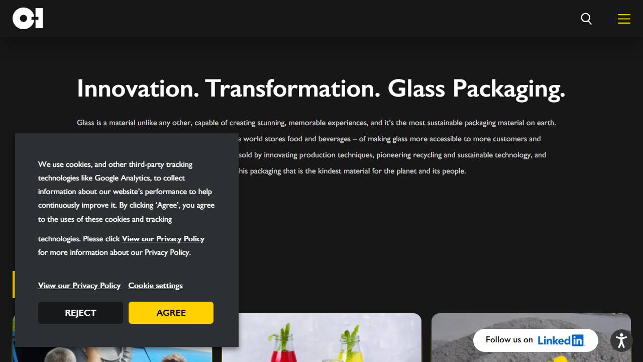 Screenshot of Owens-Illinois website