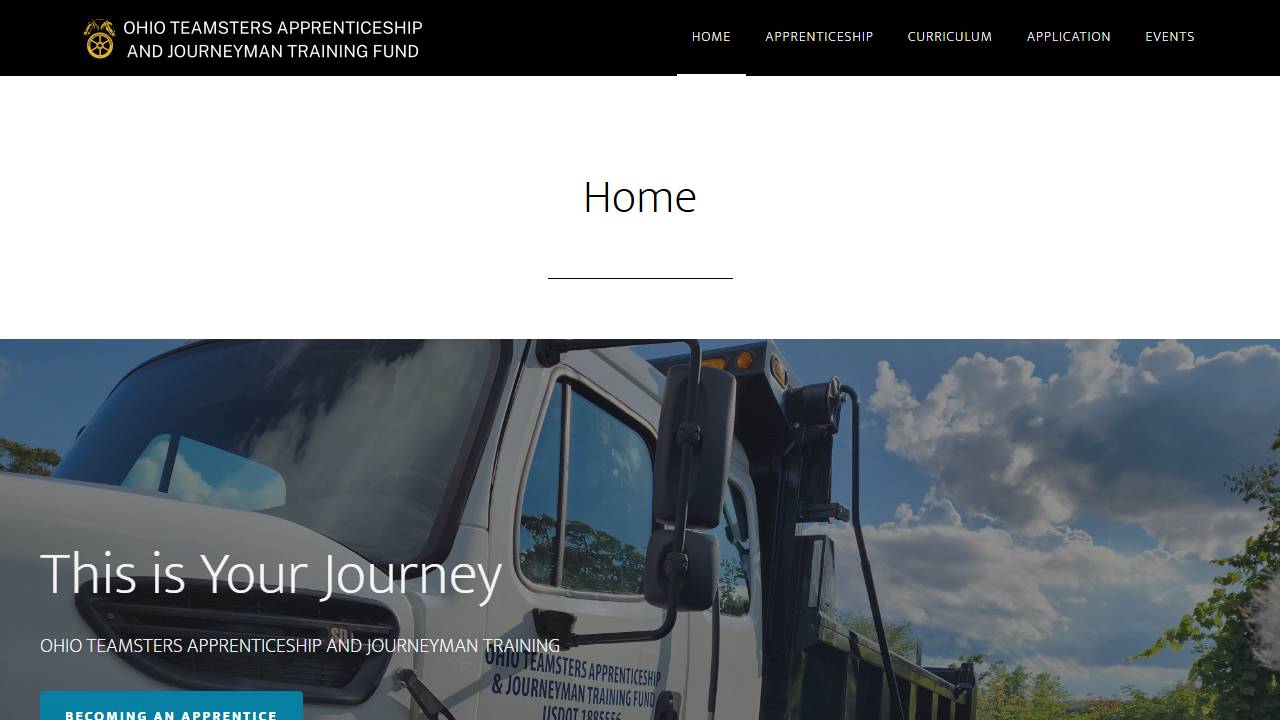 Screenshot of Teamsters Apprentice & Journey Training, Ohio website