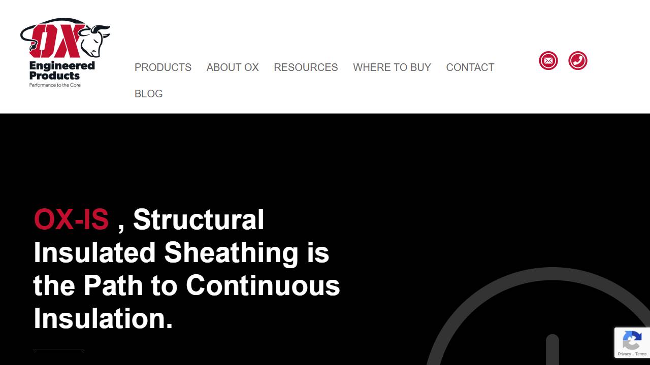 Screenshot of Amrize DBA OX Engineered Products website