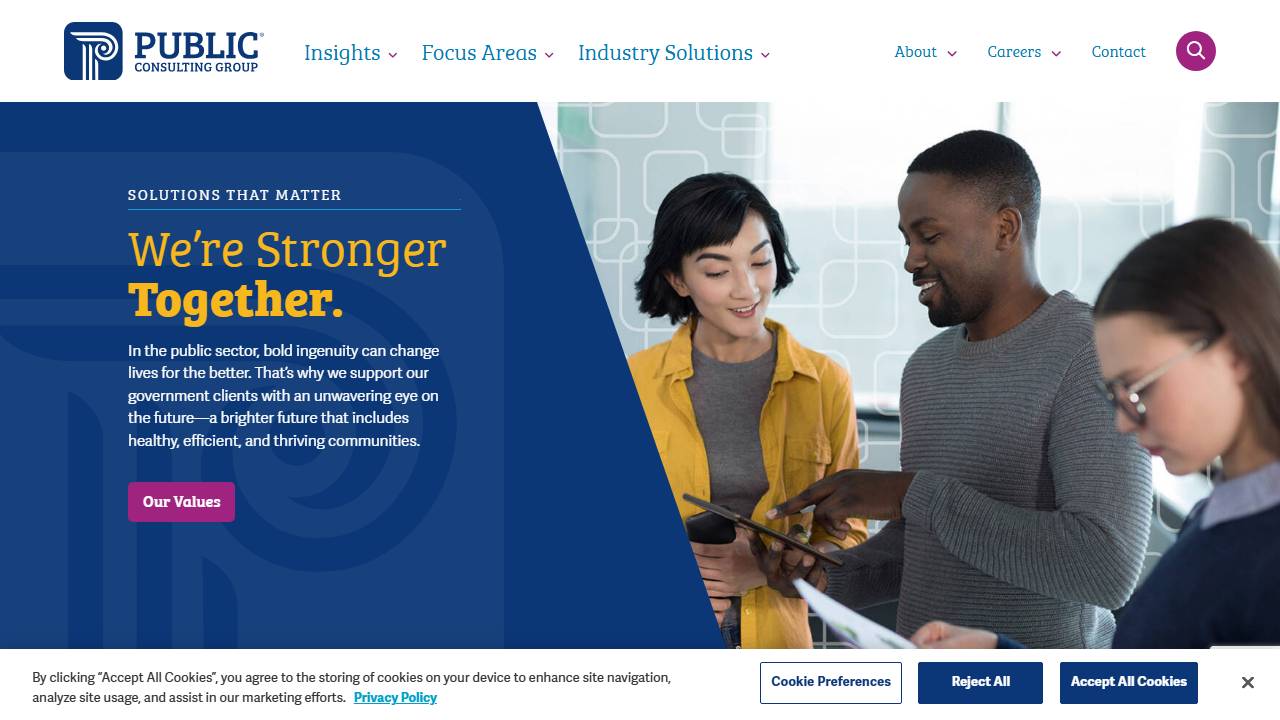 Screenshot of Public Consulting Group LLC (PCG) Apprenticeship Program website