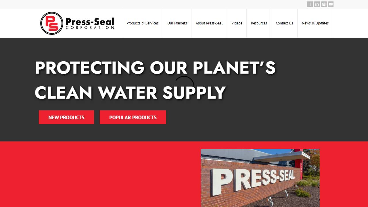 Screenshot of Press-Seal Corporation website