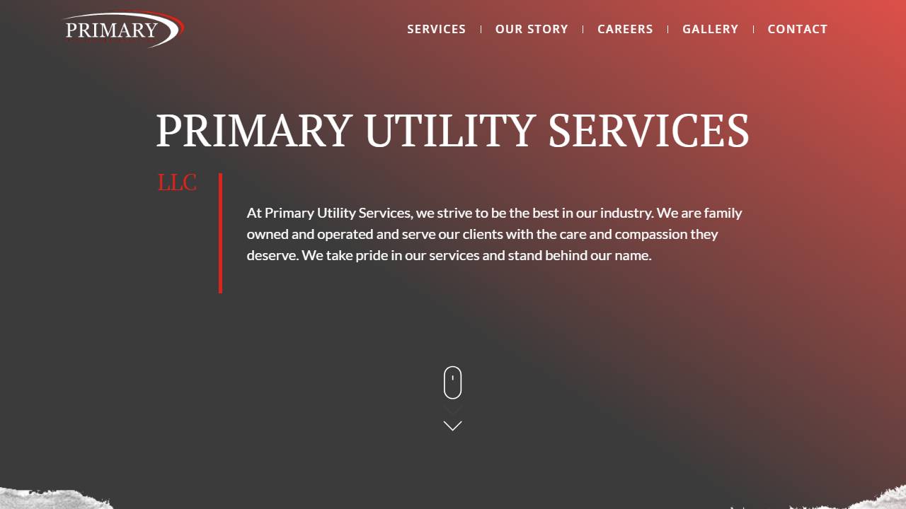 Screenshot of Primary Utility Services website