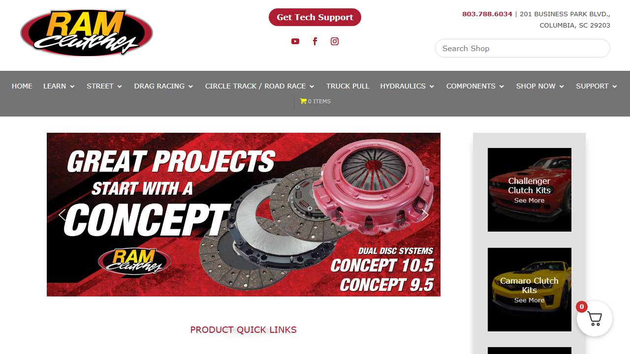 Screenshot of Ram Clutches website