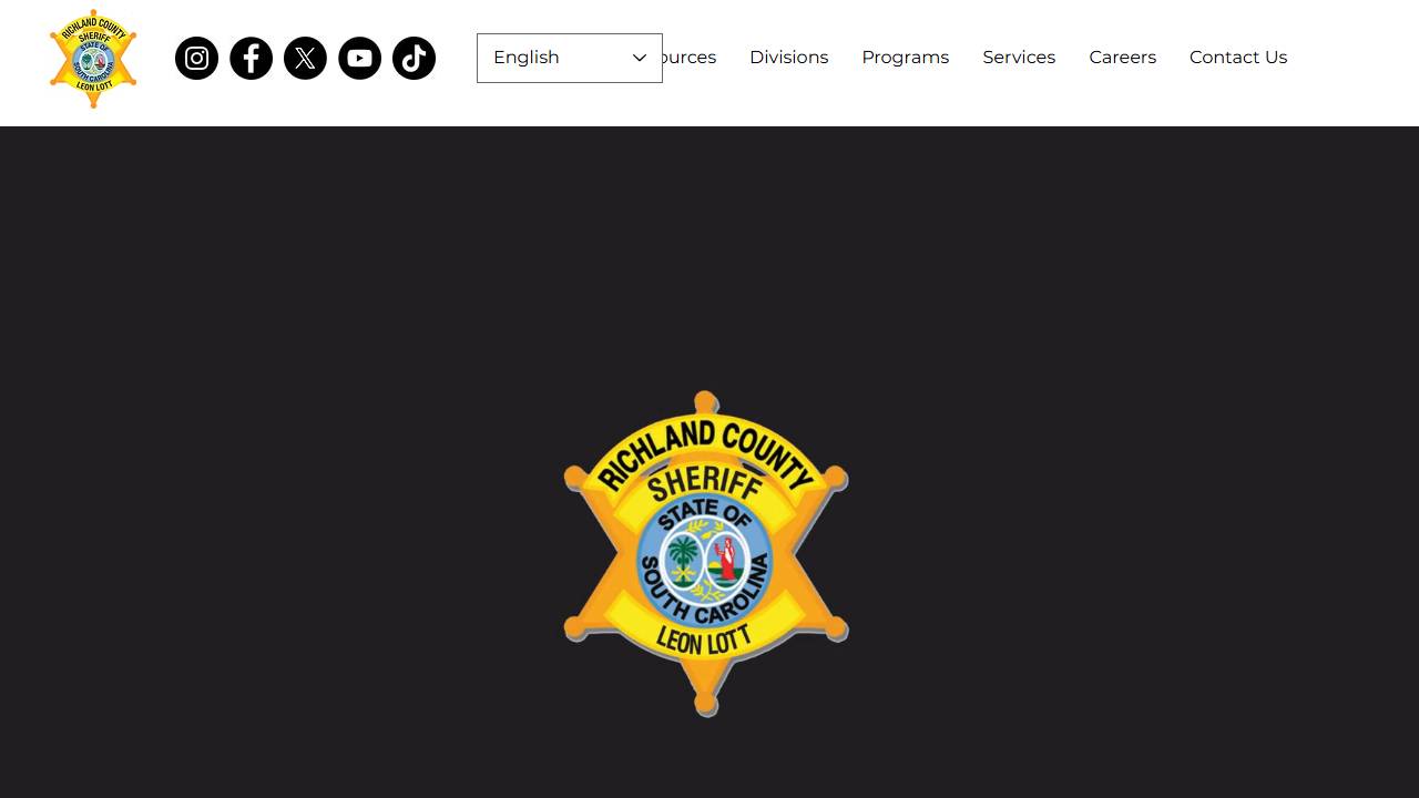 Screenshot of Richland County Sheriff's Department website