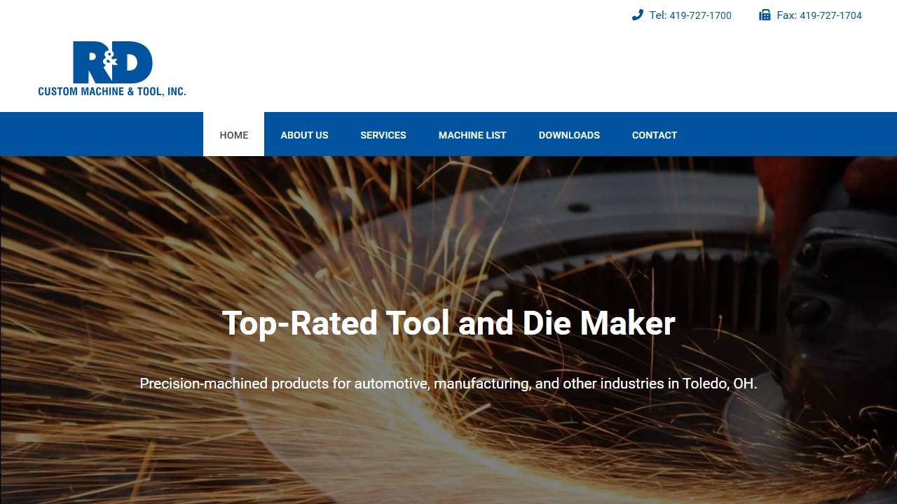 Screenshot of R&D Custom Machine & Tool Inc. website