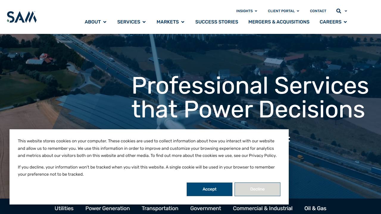 Screenshot of SAM (Surveying and Mapping LLC) website