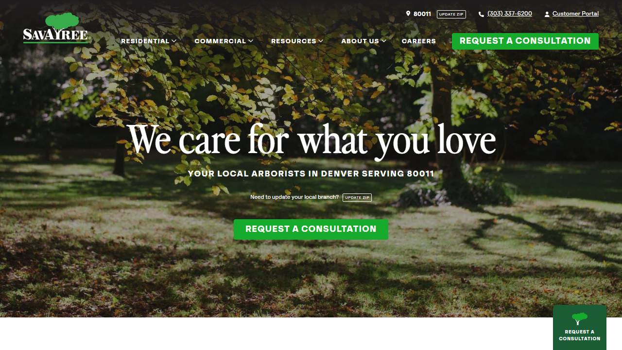 Screenshot of SavATree website